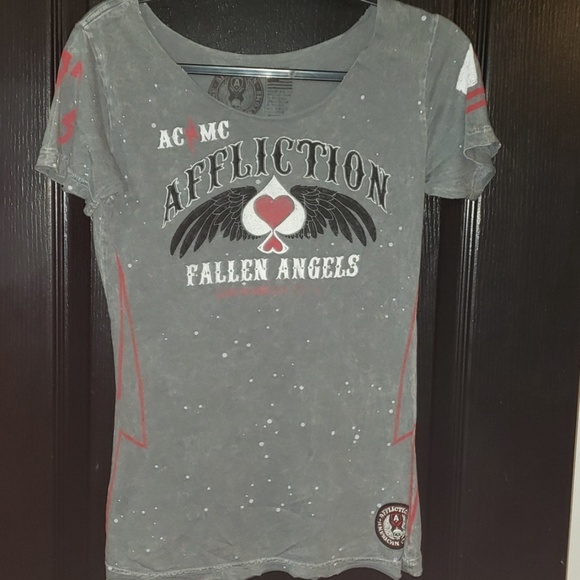 Affliction Tops - Affliction Fallen Angels grey shirt size Large Affliction Tops - Affliction Fallen Angels grey shirt size Large